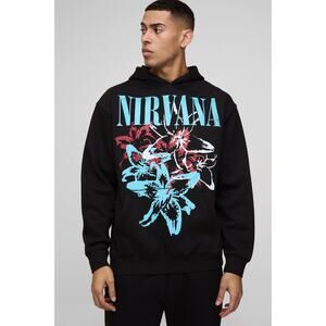 Oversized Nirvana Floral Print License Hoodie